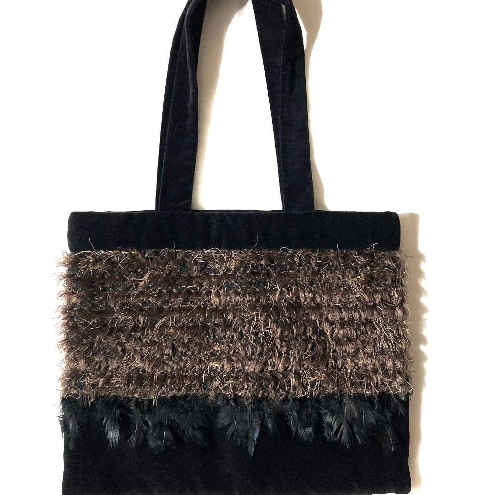 Rare Jill Main “New Zealand” Hobo Boho Feather Tote